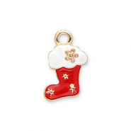 Metal charms Christmas stocking Gold-Red-White