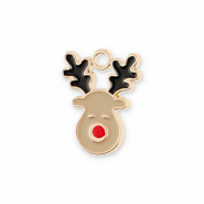 Metal charms reindeer Gold-Light Brown-Black-Red