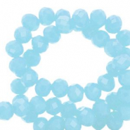 Top faceted beads 4x3mm disc Light Aqua Blue-Amber Coating