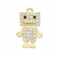 Brass TQ metal charms robot Gold-Transparent