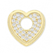 Brass TQ metal charms heart Gold-Transparent