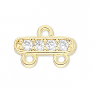 Brass TQ metal connector with 2 loops Gold-Transparent