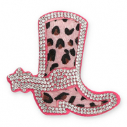 Statement charms with strass cowboy boot with leopard print Crystal-Vintage Pink-Dark Pink