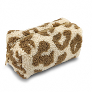 BY31&reg; Pouch teddy with leopard print Beige Brown-Brown
