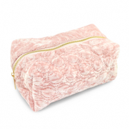 BY31&reg; Pouch velvet with stitched circles Light Pink