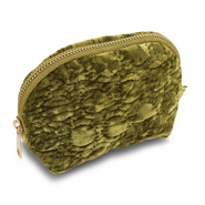 BY31&reg; Pouch velvet with stitched circles Olive Green