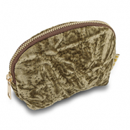 BY31&reg; Pouch velvet with stitched circles Olive Brown