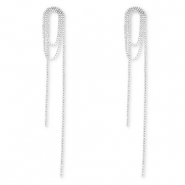 Eco-brass&reg; metal earrings / earpins with strass Silver-Crystal