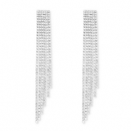 Eco-brass&reg; metal earrings / earpins with strass Silver-Crystal