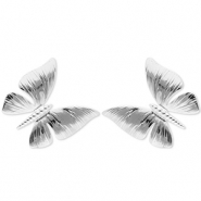 Stainless steel earrings / earpins butterfly Silver