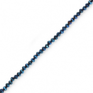 Top faceted beads 4x3mm disc Dark blue-Pearl Shine Coating
