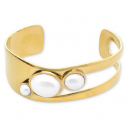 Stainless steel bracelets bangle with imitation pearls Gold-White