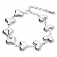 Stainless steel bracelets hearts Silver