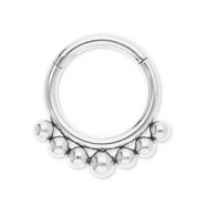 Stainless steel ear piercing clicker ring with spheres Silver