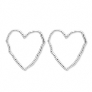 Stainless steel earrings / earpin heart Silver