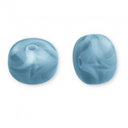 Acrylic beads disc Teal Blue-White