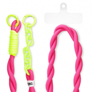Trendy phone cord incl. insert Dark Pink-Neon Yellow