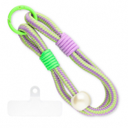 Trendy phone cord incl. insert Purple-Green-Neon Green-Ivory White