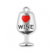 Stainless steel charms wine glass Silver-Red
