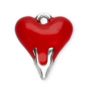 Stainless steel charms heart Silver-Red