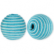 22 mm acrylic beads with waxed cord Light Blue-Blue