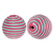 22 mm acrylic beads with waxed cord Blue-Mauve