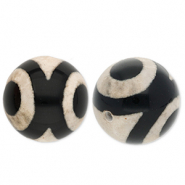 Natural stone beads Chalcedony 16mm Black-Sand Beige