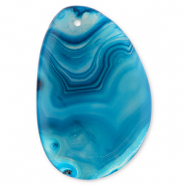 Natural stone charms Agate oval Multicolour Blue-Sand Beige
