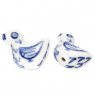Beads ceramic duck Off White-Delft Blue