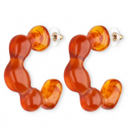 Trendy resin earrings&nbsp;/&nbsp;earpins Dark Orange