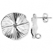 Stainless steel findings earrings / earpin flower with loop Silver