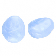 Acrylic beads egg-shaped Blue-Marble
