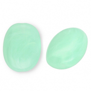 Acrylic beads oval Mint Green-Marble