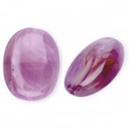 Acrylic beads oval Purple-Brown-Marble