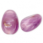 Acrylic beads oval Purple-Brown-Marble