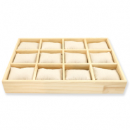 Jewellery display 12 compartments with pillow Natural-Off white