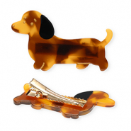Hair accessories hairclips dachshund Brown-Black-Gold
