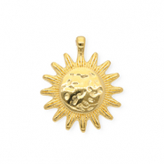 DQ&reg; European metal charms sun Goud (Nikkelvrij)