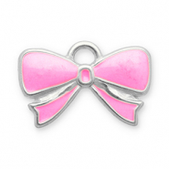 Stainless steel charms bow Silver-Pink