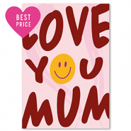 BY31® Jewelley cards "Love you mum" Burgundy Red-Pink-Yellow-Lilac