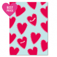 Jewellery cards "bestie xoxo" Light Blue-Red