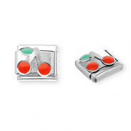 Stainless steel charms for italian bracelet cherries Silver-Red-Green