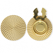 Stainless steel button covers round rattan-look Gold