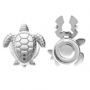 Stainless steel button covers turtle Silver