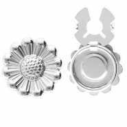 Stainless steel button covers flower Silver