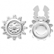 Stainless steel button covers sun with face Silver
