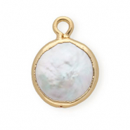 BQ Freshwater pearls charm round Gold-Natural White