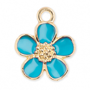 Metal charms flower Gold-Blue