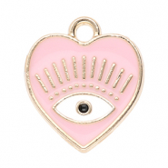 Metal charms heart Eye of Providence Gold-Light Pink-White