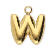 Stainless steel charms letter W Gold